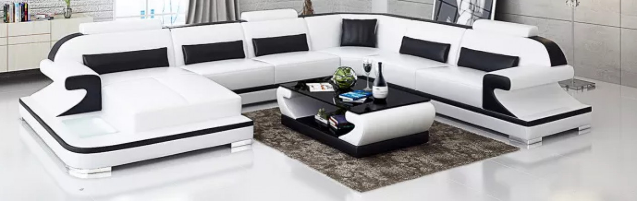 Wunnlandschaft Ecksofa U-Form Modern Soffa Ledersofa Eckgarnitur Polstersofa Couchen