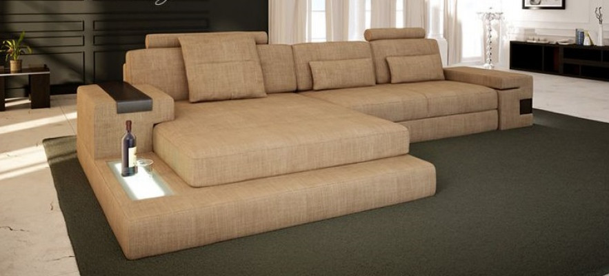 Design Modern Canapé Stoff Brong Eckcanapé L Form Couch Wunnlandschaft Canapé Eck Nei