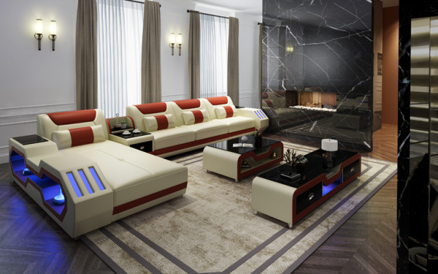 Virdeeler Luxus Couch Ecksofa Wunngären Multifunktions Couchen Sofa USB Liicht