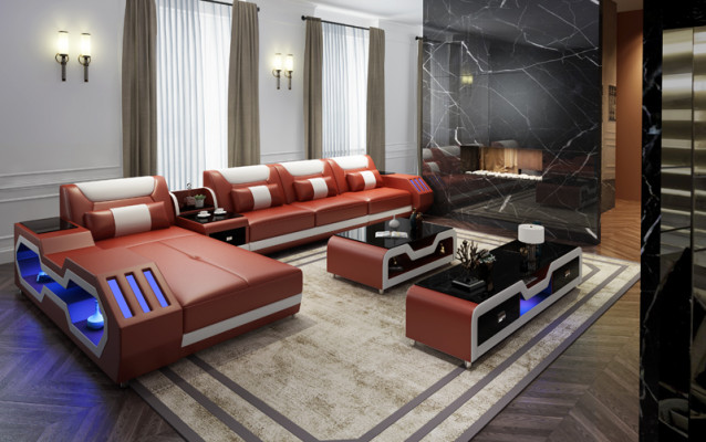 Virdeeler Luxus Couch Ecksofa Wunngären Multifunktions Couchen Sofa USB Liicht