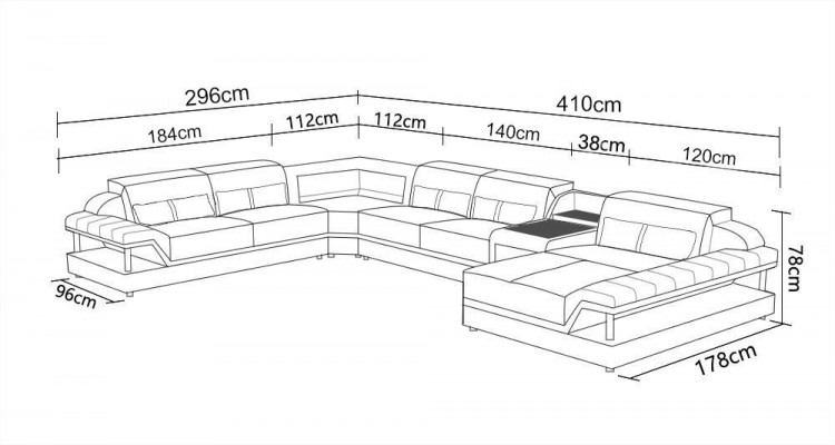 Perfekt Harmonie Grousst Lieder-Ecksofa an U-Form fir en stilvollen Wunnzëmmer.