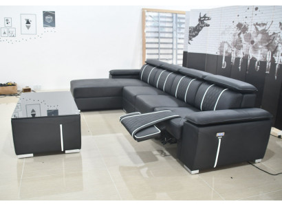 Designecksofa Couch Polstergarnitur Lieder automatesch Relaxfunktioun Sofa nei