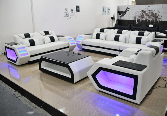 Sofagarnitur wäiss Canapé-Set 321 Sëtzer Polster Eckgarnituren Wunnzëmmer Sofas