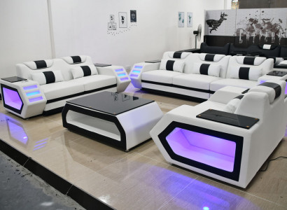 Sofagarnitur wäiss Canapé-Set 321 Sëtzer Polster Eckgarnituren Wunnzëmmer Sofas