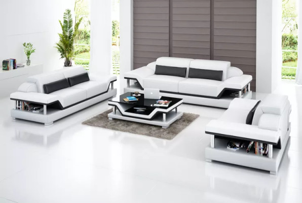 Wunnlandschaft Sofa-Garnitur 221-Sëtzer Dësch Ledersofa Modern Sofa Canapé
