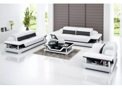 Wunnlandschaft Sofa-Garnitur 221-Sëtzer Dësch Ledersofa Modern Sofa Canapé