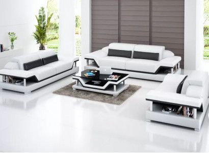 Wunnlandschaft Sofa-Garnitur 221-Sëtzer Dësch Ledersofa Modern Sofa Canapé