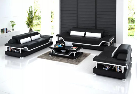 Wunnlandschaft Sofa-Garnitur 221-Sëtzer Dësch Ledersofa Modern Sofa Canapé