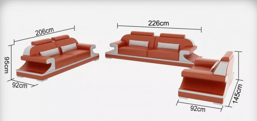 Moderne Sofagarnitur 221 Sëtzer Cocktaildësch Ledersofa Sofa Canapé Wunnlandschaft