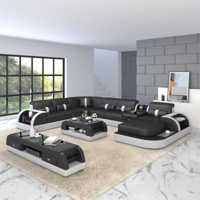 Luxus Wunnlandschaft Canapé Polster U Form Eckgarnitur Ecksofa Canapé XXL Grouss + USB