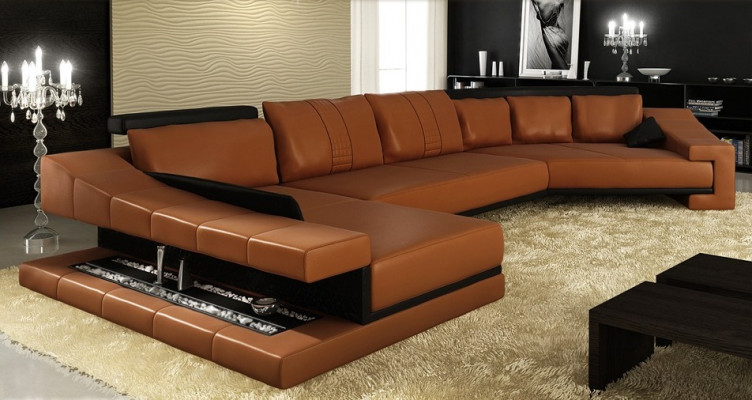 Ledersofa Wunnlandschaft XXL Ecksofa Grousst Sofa Couch Garnitur Designersofa PHM105