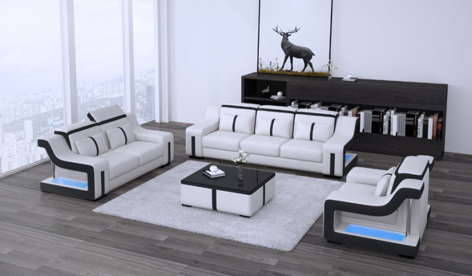 Sofa USB Sofa Këssen 3+2+1 Garnitur Lieder Sofa Couches Set Kombinatioun Nei