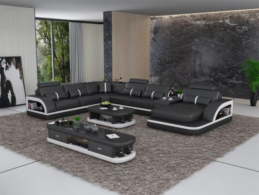 Sofagarnitur + USB Luxus Designer Canapé Polster 3+2+1 Lieder Sofa Sëtz Beige NEI