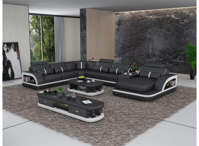 Sofagarnitur + USB Luxus Designer Canapé Polster 3+2+1 Lieder Sofa Sëtz Beige NEI