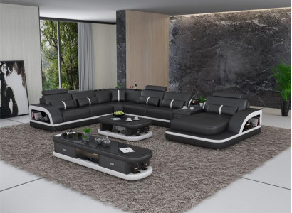 Sofagarnitur + USB Luxus Designer Canapé Polster 3+2+1 Lieder Sofa Sëtz Beige NEI