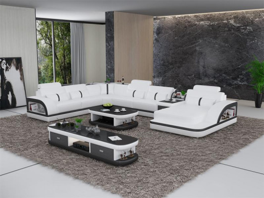 Sofagarnitur + USB Luxus Designer Canapé Polster 3+2+1 Lieder Sofa Sëtz Beige NEI