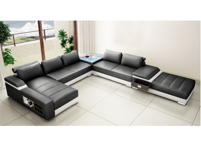 Designer-Komfort U-Form Ecksofa mat Aussergewéinlecher Polsterung