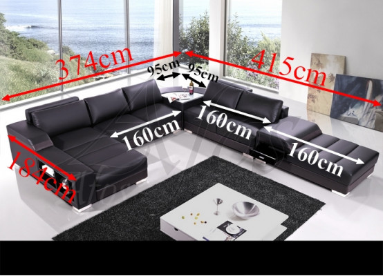 Designer-Komfort U-Form Ecksofa mat Aussergewéinlecher Polsterung