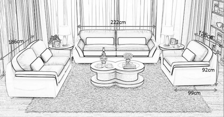 Designer-Sofa Ledersofa Sofagarnitur 321-Sëtzer Modern Sofa Wunnlandschaft