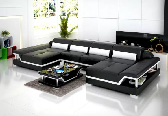 Design Sofakombinatioun aus Lieder, Canapéen, Ecke-Sofa, Polster-Sofaen, Lieder-Couch, Wunnzëmmer.