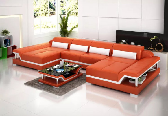 Design Sofakombinatioun aus Lieder, Canapéen, Ecke-Sofa, Polster-Sofaen, Lieder-Couch, Wunnzëmmer.