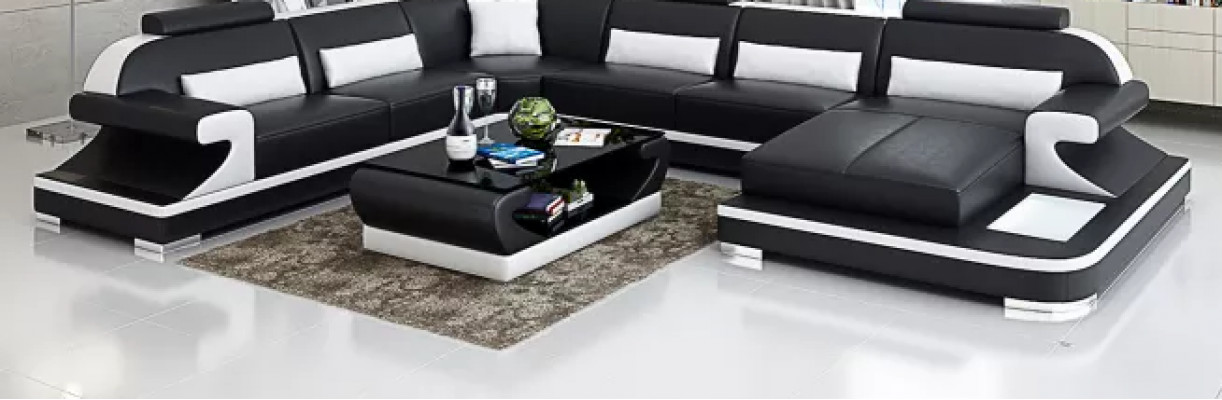 Ecksofa Wohnlandschaft Eckcouch Eckgarnitur Sofa L-Form Ledersofa Couch Polster.