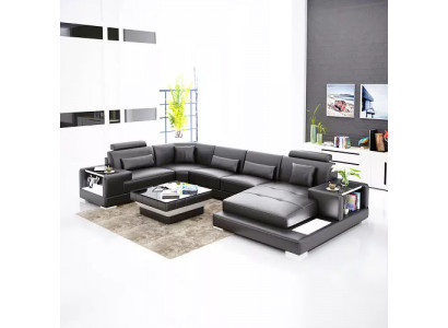 Ecksëtz Wohnlandschaft Ecksëtz Couchtisch Canapé U-Form Liederkanapé Sofa 2tlg. Neit