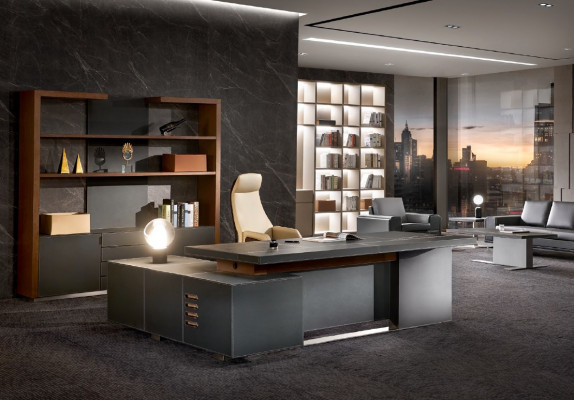 Design Büro Miwwel Ariichtung Schreifdësch Eck Dësch Chef Lieder Holz