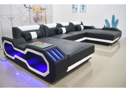 Modern Sofa Weicht Ecksofa Wunnberäich Design Liederiechkëscht U-fërmegt Sofa