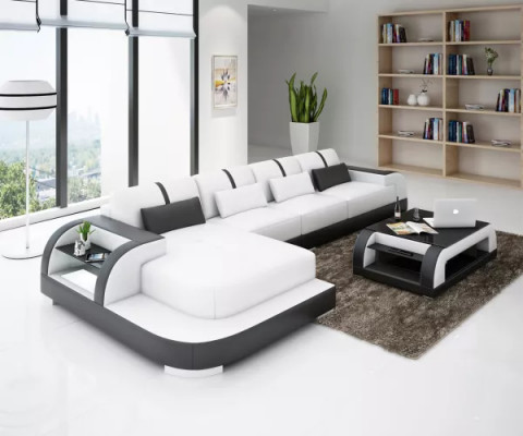 Design Eckcouch Ledergarnitur Sofa Polstersofaën Couchen Sofas Ledercouch Wunnzëmmer