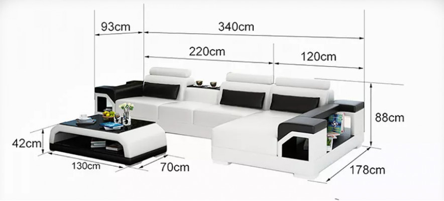 Eckcouch Design Ledergarnitur Wunnzëmmer Canapé Polster Canapéen Sofae Ledercouch