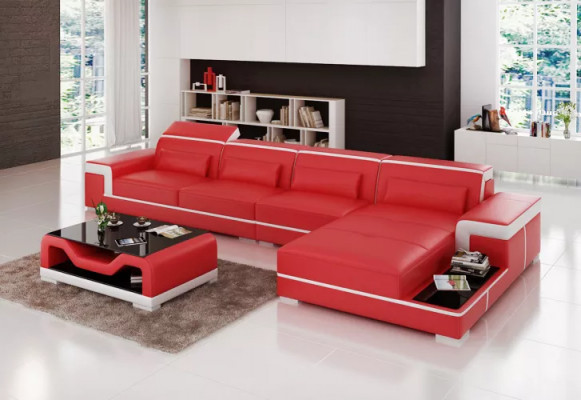 Design Eckcouch Ledergarnitur Wunnzëmmer Ledercouch Sofa Polster Couchen Sofas