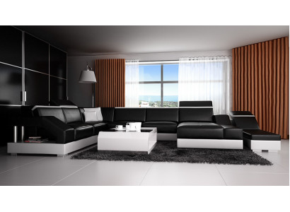 Ledersofa Sofa Canapé Wunnlandschaft Eckcouch Garnitur Design Modern Canapé mat USB