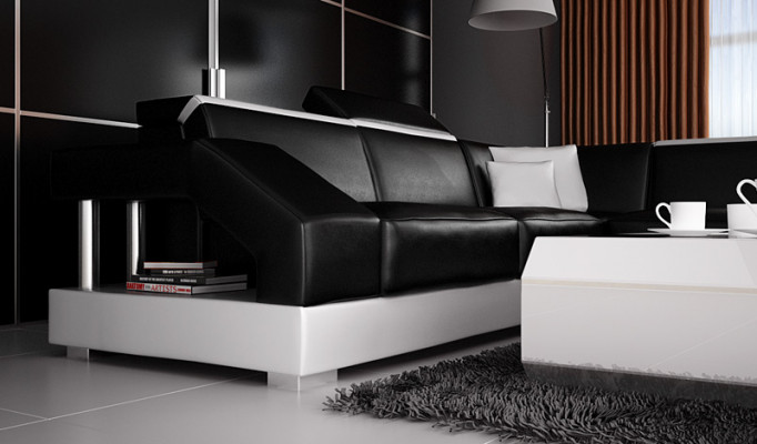 Ledersofa Sofa Canapé Wunnlandschaft Eckcouch Garnitur Design Modern Canapé mat USB