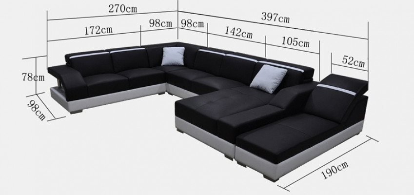 Ledersofa Sofa Canapé Wunnlandschaft Eckcouch Garnitur Design Modern Canapé mat USB