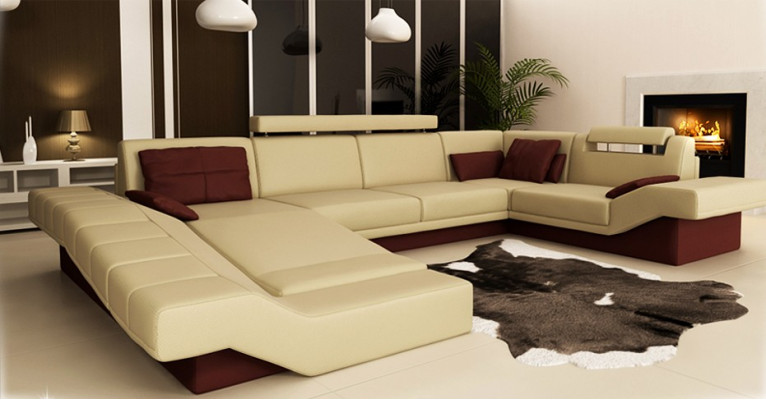 Modern Eleganz Dat neit U-fërmegt Ecksofa mat exquisite Polsterung