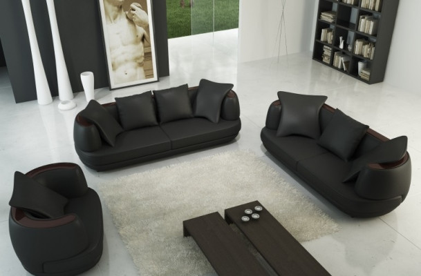 Ledercouch Sofagarnitur 3+2+1 Couch Sëtz Polstersofa Garnitur Set Neit Royal Gro