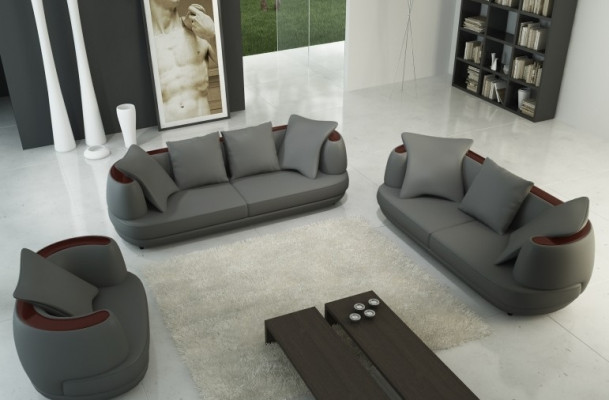 Sofagarnitur Royal Luxus Designer Couch Polster 3+2+1 Lieder Canapé Sëtz Royal Gri.