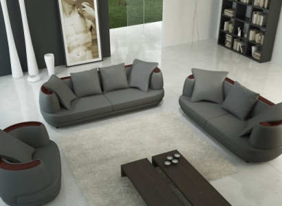 Sofagarnitur Royal Luxus Designer Couch Polster 3+2+1 Lieder Canapé Sëtz Royal Gri.
