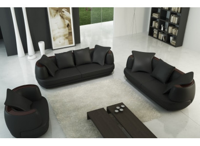 Sofasaz Couch Polster Lieder Sofa 3+2+1 Klassesch Couchen Royal Sëtz Schwaarz