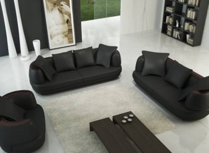 Sofasaz Couch Polster Lieder Sofa 3+2+1 Klassesch Couchen Royal Sëtz Schwaarz