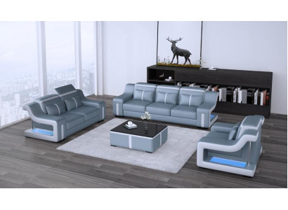 Wunnzëmmer Polstersëtzgrupp Liederdivan Canapé Sofa Sëtz Polster Garnituren 3+2+1
