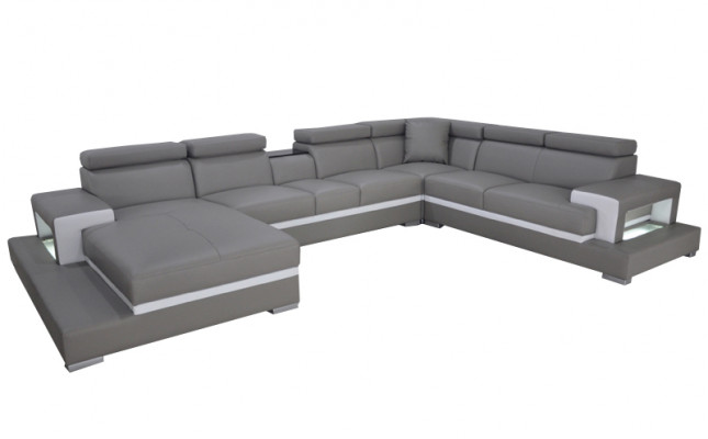 Modern Sofa Polster Wunnlandschaft Wunnzëmmer Polster Eck Couch USB + Luucht