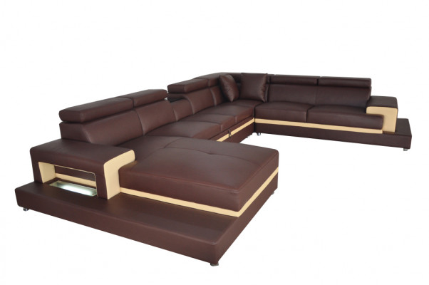 Modern Sofa Polster Wunnlandschaft Wunnzëmmer Polster Eck Couch USB + Luucht