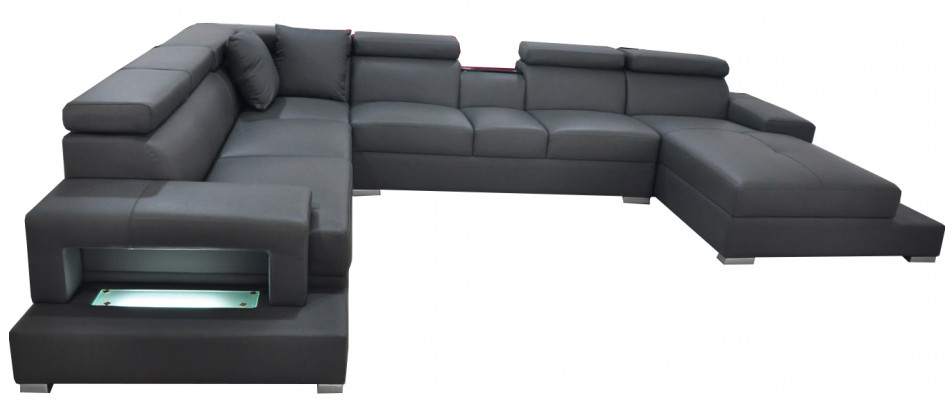 Modern Sofa Polster Wunnlandschaft Wunnzëmmer Polster Eck Couch USB + Luucht