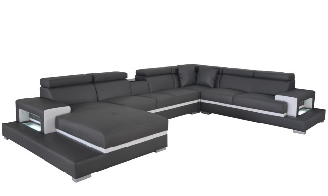 Modern Sofa Polster Wunnlandschaft Wunnzëmmer Polster Eck Couch USB + Luucht