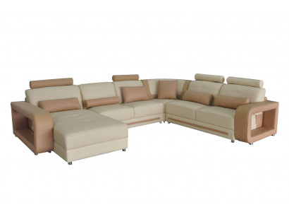 Eck Couch + USB Polster Eck Wunnzëmmer Landschaft Designer Canapéën Textil A1135