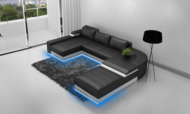 Ecksofa Eck Sofa mat USB Polster Lieder Garnitur Wunnlandschaft Leie Bellenberg