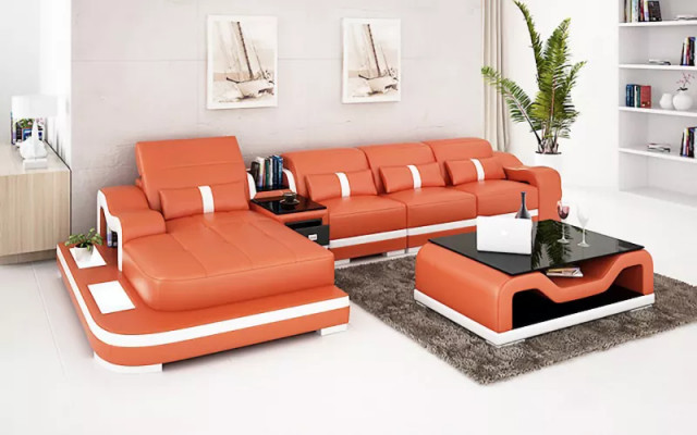 Këssen Ecksofa Ecksofa Wunnlandschaft Ledersofa Designer-Sofa Ecksofa L-Form