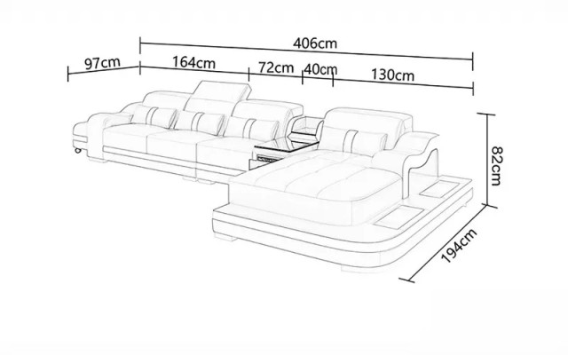 Këssen Ecksofa Ecksofa Wunnlandschaft Ledersofa Designer-Sofa Ecksofa L-Form
